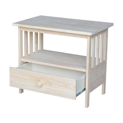 Unfinished Solid Parawood Mission TV Stand with Drawer
