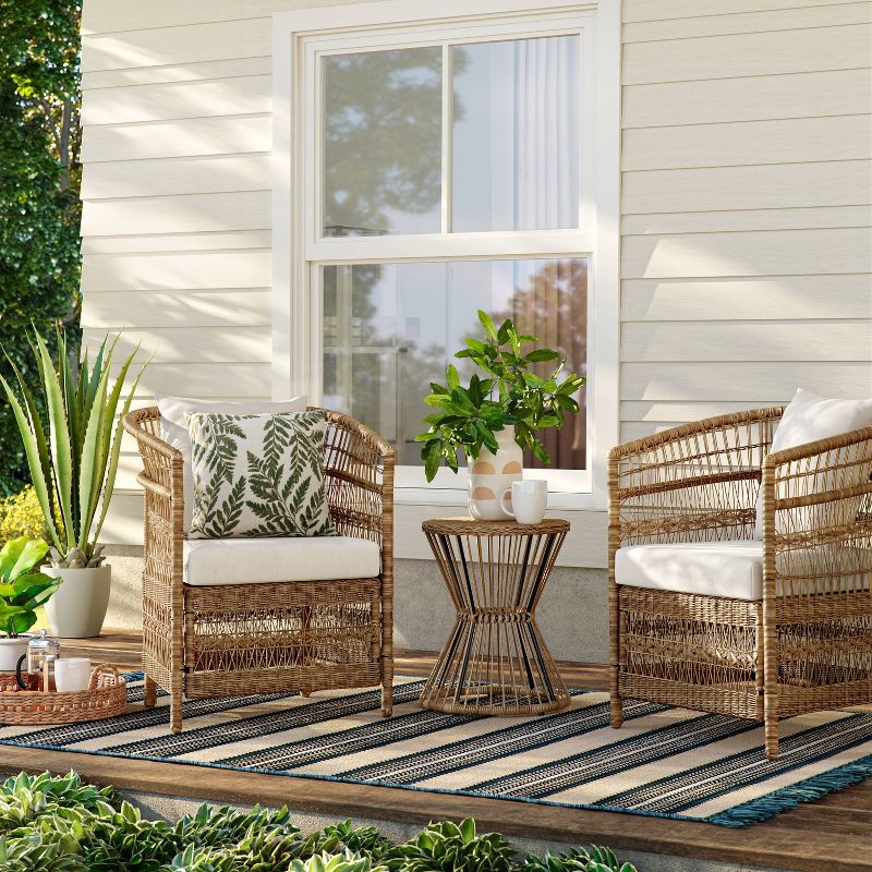 3pc Mulberry Steel Frame Faux Rattan Outdoor Patio Small Space Chat Furniture Set Natural - Threshold&#8482;, 3 of 19