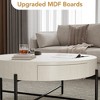 Round Wood Coffee Table with Storage Drawers, White and Beige Accent Table for Living Room, Circle Center Table with Ample Storage Space Beige - 3 of 4