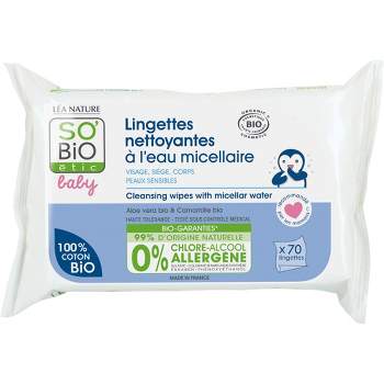 SO'BiO etic | Baby Cleansing Wipes | Organic & Biodegradable Micellar Water Wet Wipe Skin Cleanser for Newborn, Infant, Toddler | 70 Wipes