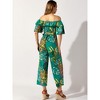 Allegra K Women's Floral Casual Off Shoulder Wide Leg Jumpsuit with Belt - 4 of 4