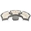Six-Seater Fan-Shaped Rattan Patio Set with Cushions and Table, Ideal for Garden Use - 2 of 4