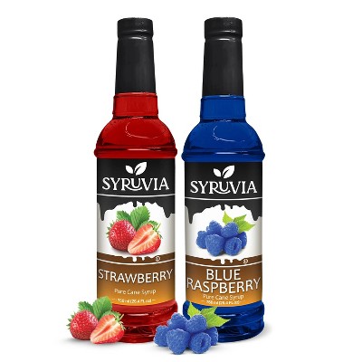 Syruvia Coffee Flavors Variety Pack: Blue Raspberry & Strawberry 25.4 fl oz Syrup