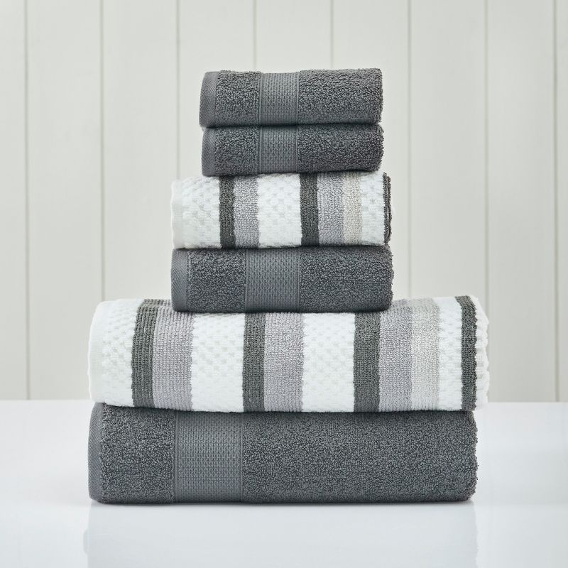 Modern Threads Pax 6 Piece Jacquard 100% Cotton Bath Towel Set., 2 of 5