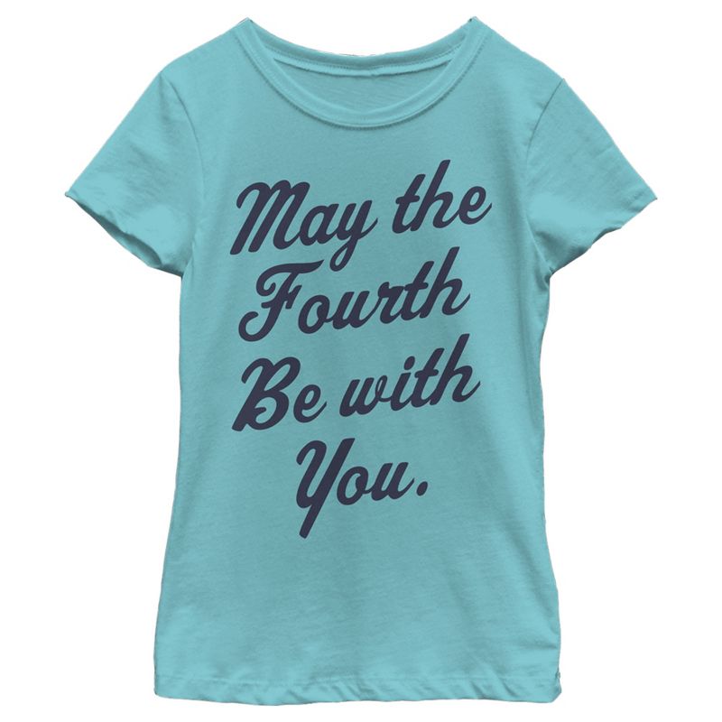 Girl's Star Wars May the Fourth Cursive T-Shirt, 1 of 5
