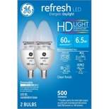 GE 2pk 5.5W 60W Equivalent Refresh LED HD Light Bulbs Daylight Clear