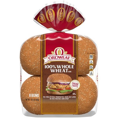Image of Oroweat 100% Whole Wheat Hamburger Buns - 1lbs/8ct