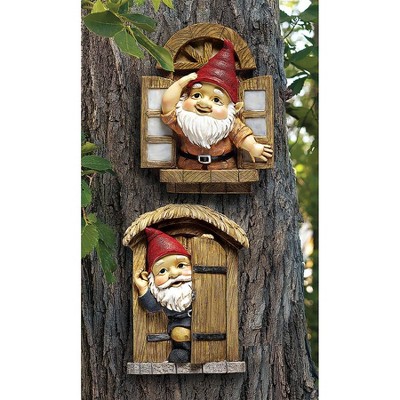 Design Toscano The Knothole Gnomes Garden Welcome Tree Sculpture: Window & Door Gnomes