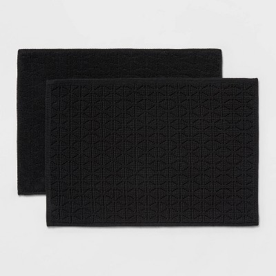 2pk Quick Dry Bath Rug Set Washed Black - Threshold