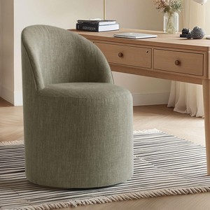 Best Home Office Chair with Wheels Linen Barrel Upholstered Office Chair Armless for Home Office,Living Room-Tanpinhause - 1 of 4