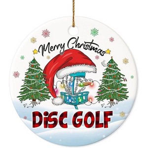 Lomsoe Christmas Ornament Disc Golf Merry Christmas Ceramic Ornament, Xmas Tree Decoration, Hanging Disc Golf Ornament Disc Golf Lovers - 1 of 1