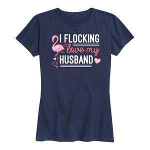 Women's - Instant Message - Valentine's Day I Flocking Love My Husband Short Sleeve Graphic T-Shirt - 1 of 4