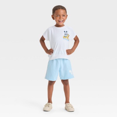 Toddler Boys' 2pc Disney Mickey Mouse and Friends Short Sleeve T-Shirt and Shorts Set - White/Blue