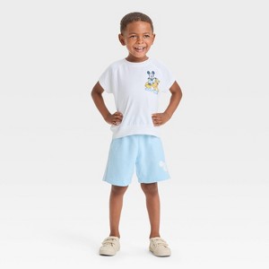 Toddler Boys' 2pc Disney Mickey Mouse and Friends Short Sleeve T-Shirt and Shorts Set - White/Blue - 1 of 4