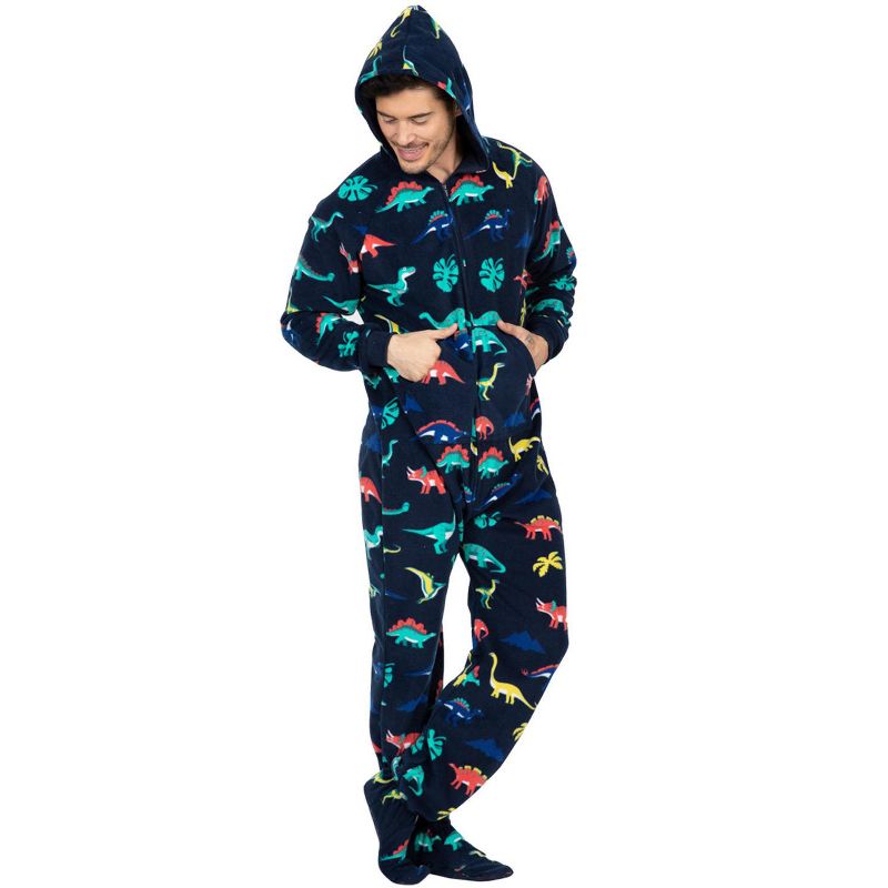 Footed Pajamas - Family Matching - Dinosaur Kingdom Hoodie Fleece Onesie For Boys, Girls, Men and Women | Unisex, 2 of 6