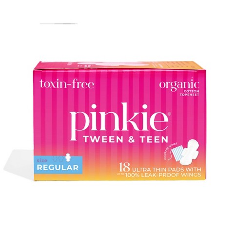 Pinkie Tween & Teen Ultra-thin Organic Topsheet Pads With Wings - Size ...
