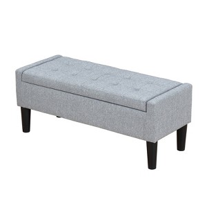 Pinmoco 42" Linen Storage Bench, Tufted Upholstered Entryway Bench with Safety Hinge for Bedroom and Living Room - 1 of 4