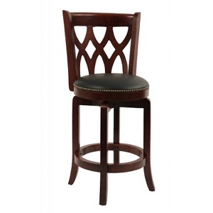 Boraam 24" Cathedral Swivel Counter Height Barstool Dark Cherry Industries: Upholstered, Lacquered Hardwood Legs - 1 of 4