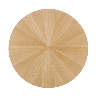 Crossroads 32" Round Oak Wood Coffee Table with Intersecting Base