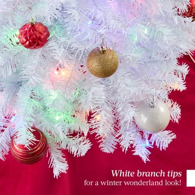 6ft White Slim Pre-Lit Christmas Tree with Multicolor LED Lights
