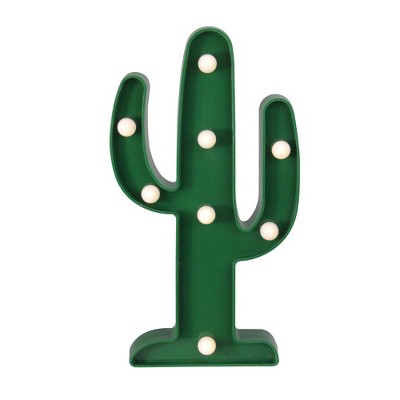 Northlight 10" Battery Operated LED Lighted Cactus Marquee Sign - Green