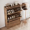 6 Drawer Shoe Cabinet - Wood Organizer w/ Adjustable Shelf for Entryway & Living Room - 3 of 4