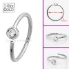 Jewelry Avalanche 20G 14K Gold Moissanite Nose Hoop Ring, Bezel Set, 8mm Twist-open - 3 of 4