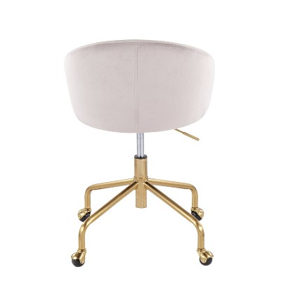 Claire Modern Swivel Task Chair in Silver Velvet with Gold Metal Base