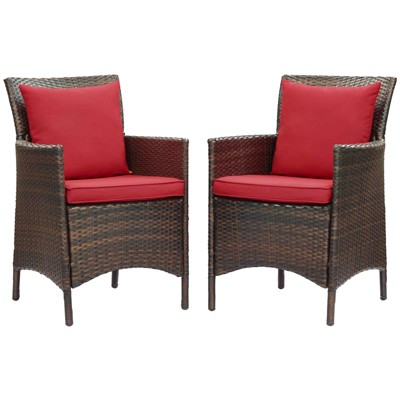 Modway Conduit Outdoor Patio Wicker Rattan Dining Armchair Set of 2