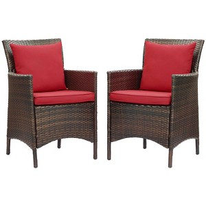 Modway Conduit Outdoor Patio Wicker Rattan Dining Armchair Set of 2 - 1 of 3