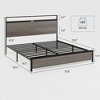 TiramisuBest King Size Wooden Platform Bed Frame with Storage, LED Headboard, 2 USB, Antique Grey, MDF + Metal, 83x76x48 inches - 4 of 4