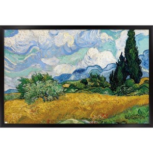 Trends International Wheat Field with Cypresses Framed Wall Poster Prints - 1 of 4