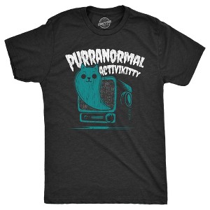 Mens Purranormal Activikitty T Shirt Funny Scary Halloween Ghost Kitten Lovers Joke Tee For Guys - Crazy Dog Men's T Shirt - 1 of 4