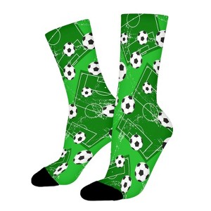 Soccer Balls And Field Women Printed Crew Socks Funny Funky Socks Soft Polyester Novelty Gifts for Artists Men - 1 of 1
