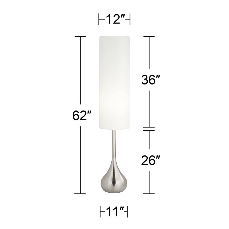 Possini Euro Design Moderne Mid Century Modern 62" Tall Droplet Floor Lamp with Smart Socket Brushed Nickel Cylinder Shade for Living Room, 4 of 7