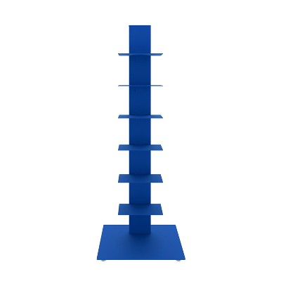 HomeRoots 38" Blue Metal Six Shelf Modern Tower Bookcase