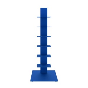 HomeRoots 38" Blue Metal Six Shelf Modern Tower Bookcase - 1 of 4