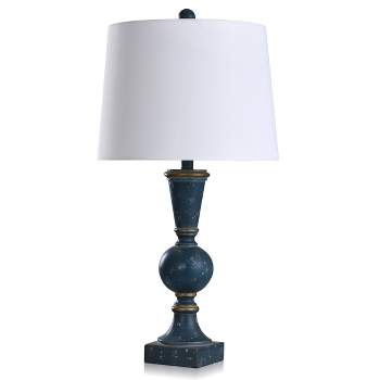 Asher Traditional Distressed Bannister Table Lamp Blue - StyleCraft