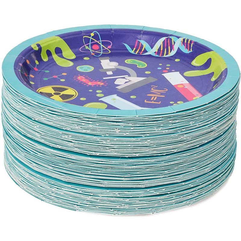 Blue Panda 80 Packs Science Lab Themed Disposable Paper Plates Plate 7" for Kids Birthday Party, 4 of 6