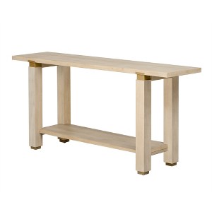 Gulches 62.9" Modern Minimalist Console Table - Solid Wood, Metal Accents, Built-in Shelf, 3 Colors, for Living Room - 1 of 4