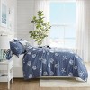 4 Piece Cotton Reversible Embroidered Quilt Set with Throw Pillow Navy Full/Queen - 3 of 4