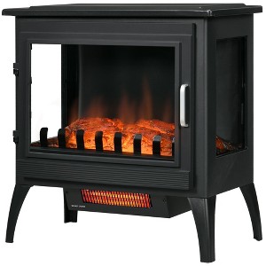 NicBex Freestanding Electric Fireplace Stove with 3D Realistic LED Flames,High Quality Touch Button 1000W/1500W Heat,Black - 1 of 4