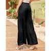 Women's High Waist Wide Leg Pants Ruffle Smocked Waist Tie Belt Trousers - 4 of 4
