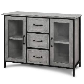 2 Doors and 3 Drawers Wood and Metal Cabinet Brown - StyleCraft