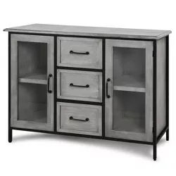 2 Doors and 3 Drawers Wood and Metal Cabinet Brown - StyleCraft