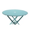Carolina Living Bistro 30" Round Folding Outdoor Table - Umbrella Hole - Teal - 3 of 4