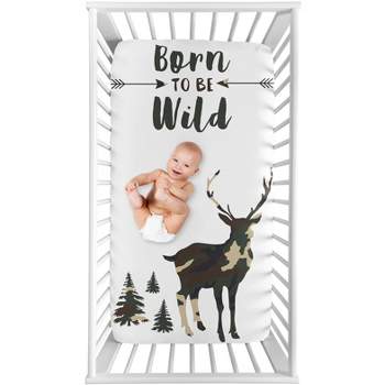 Sweet Jojo Designs Boy Photo Op Fitted Crib Sheet Woodland Camo Beige Green and Black