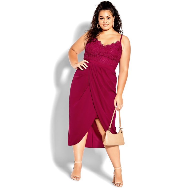 Women's Plus Size  Lace Touch Dress - rosebud | CITY CHIC, 1 of 4
