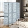 Tangkula 4-Panel Wooden Room Divider w/ Carved Cutout Pattern & Solid Wood Frame - 2 of 4