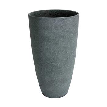 Algreen Acerra Weather Resistant Composite Tall Vase Round Planter Pot 20 x 12 x 12 Inches, Gray Stucco